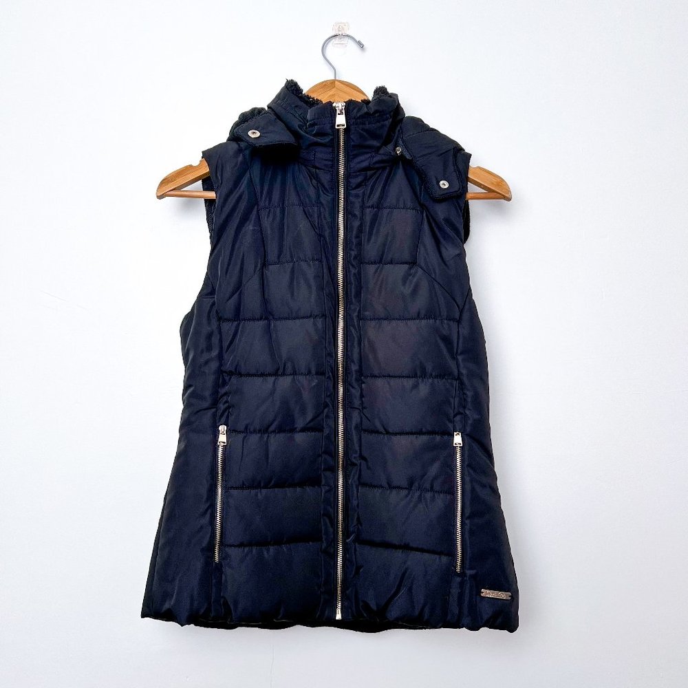 Calvin Klein Duck Down Black Puffer Performance Vest Hoodie Sz S